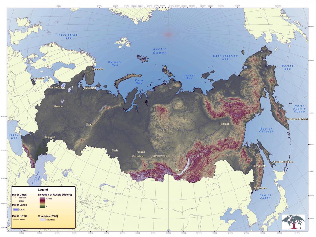 Russie carte d'altitude