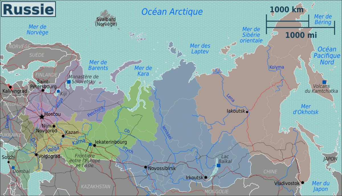 Carte des zones de la Russie