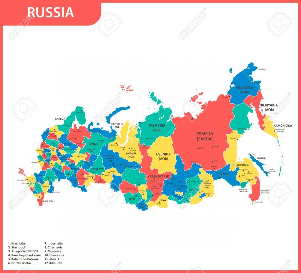 Carte de l'état de la Russie